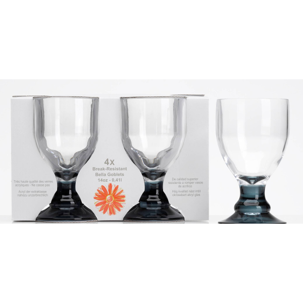 Flamefield Caravan Pack of 2 Heavy Base Clear Acrylic Stacking Wine Goblet 